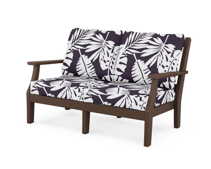 Martha Stewart by POLYWOOD® Chinoiserie Deep Seating Loveseat in Mahogany / Leaf Navy