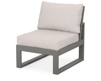 Unbranded Modular Armless Chair in Slate Grey / Dune Burlap