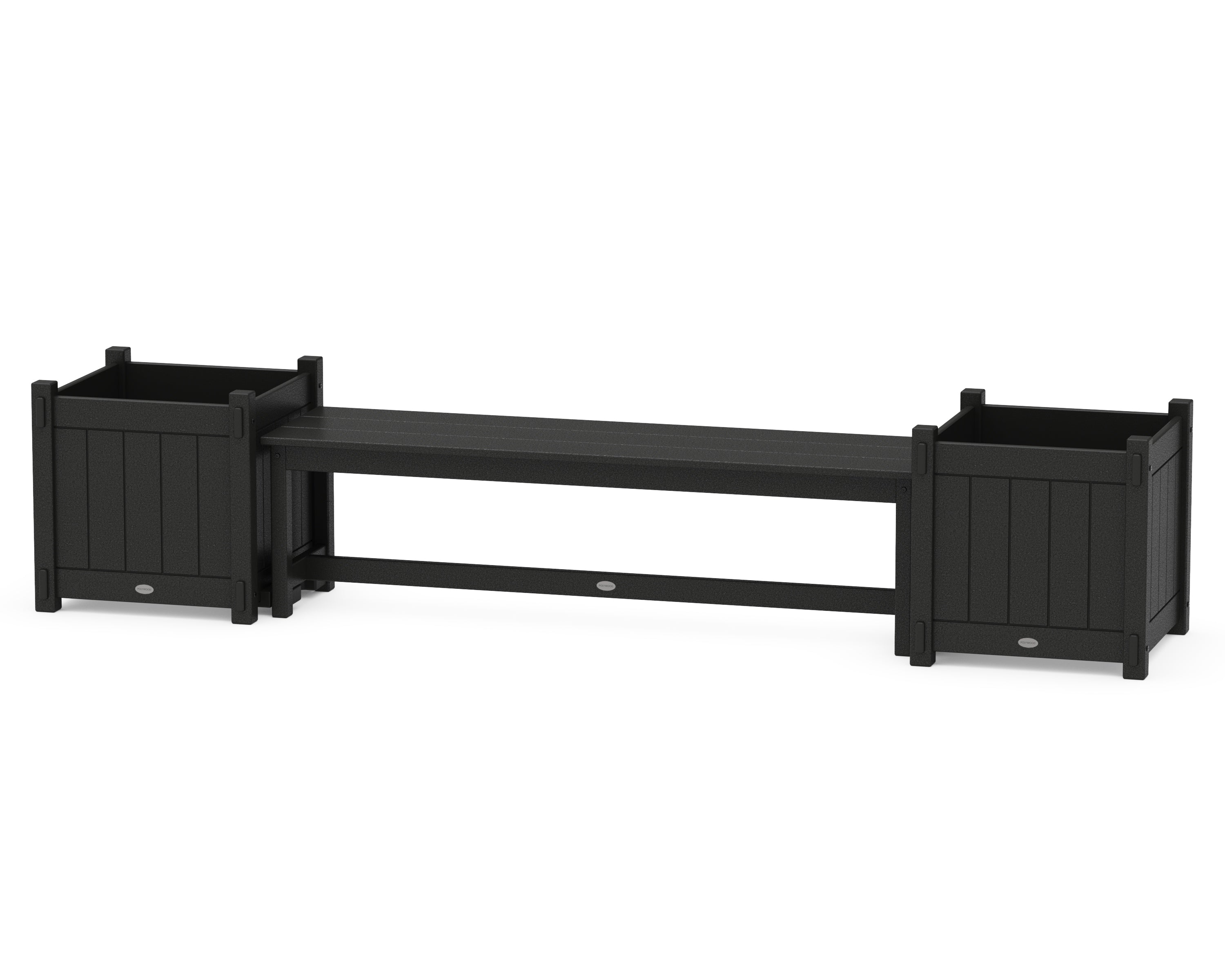 POLYWOOD® 60" Vineyard Straight Planter Bench Set - Large in Black