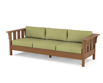 Martha Stewart by POLYWOOD® Acadia Deep Seating Sofa in Teak / Chartreuse Boucle
