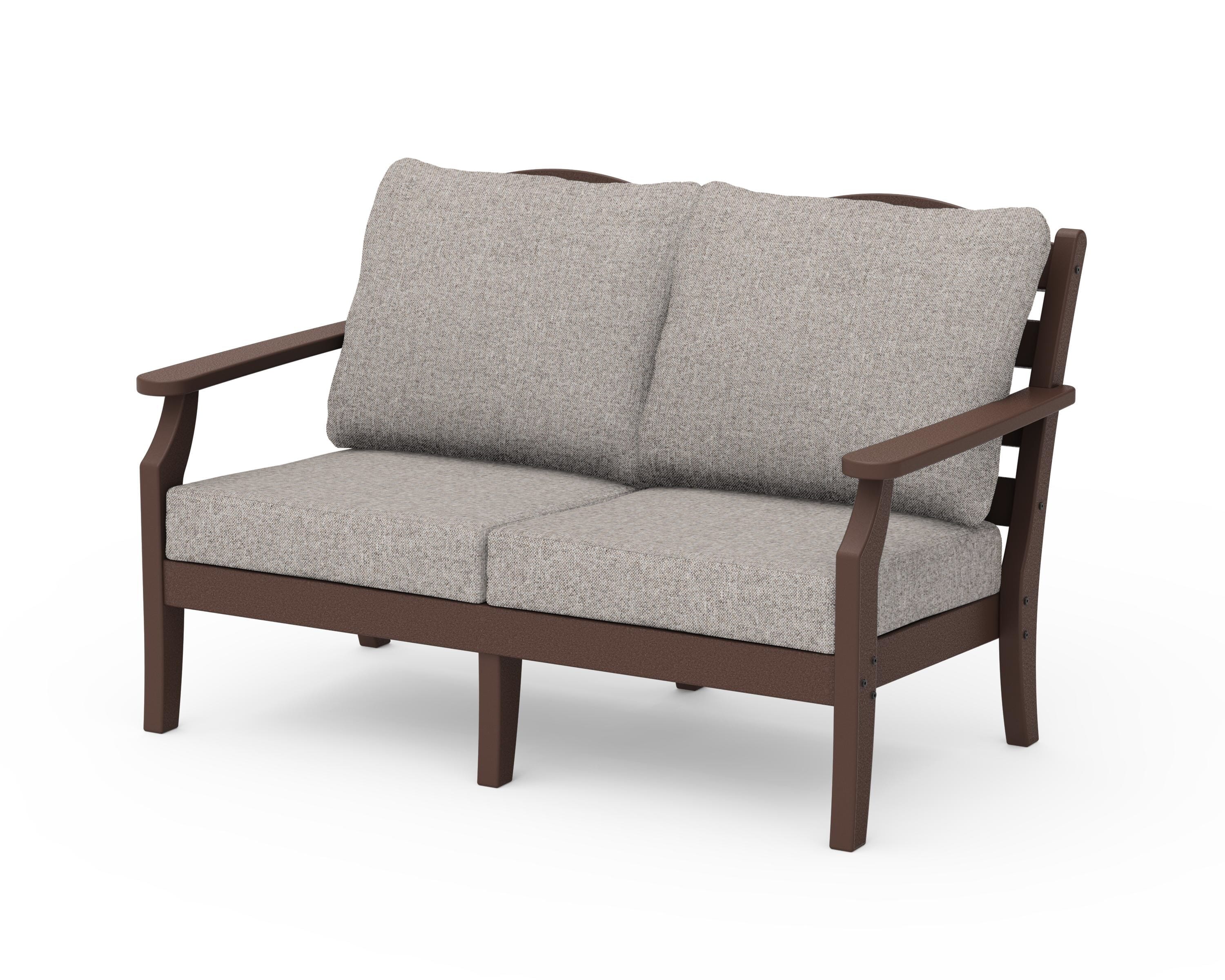 Draper James™ by  POLYWOOD® Savannah Deep Seating Loveseat in Mahogany / Weathered Tweed