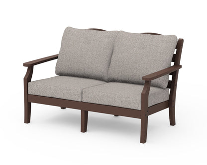 Draper James™ by  POLYWOOD® Savannah Deep Seating Loveseat in Mahogany / Weathered Tweed