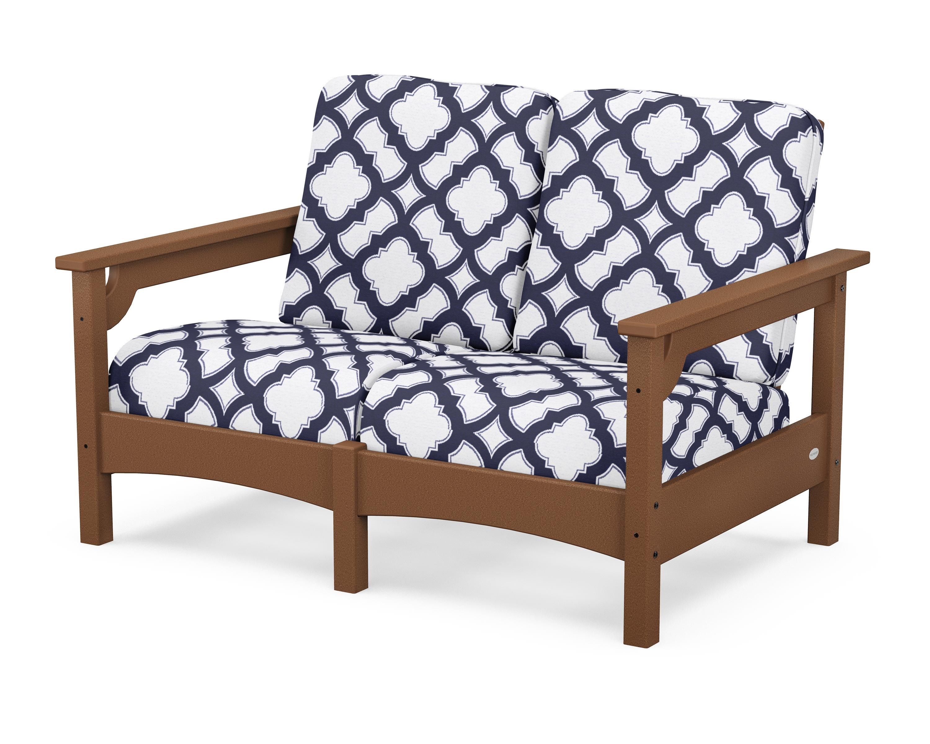 POLYWOOD® Club Loveseat in Teak / Trellis Navy