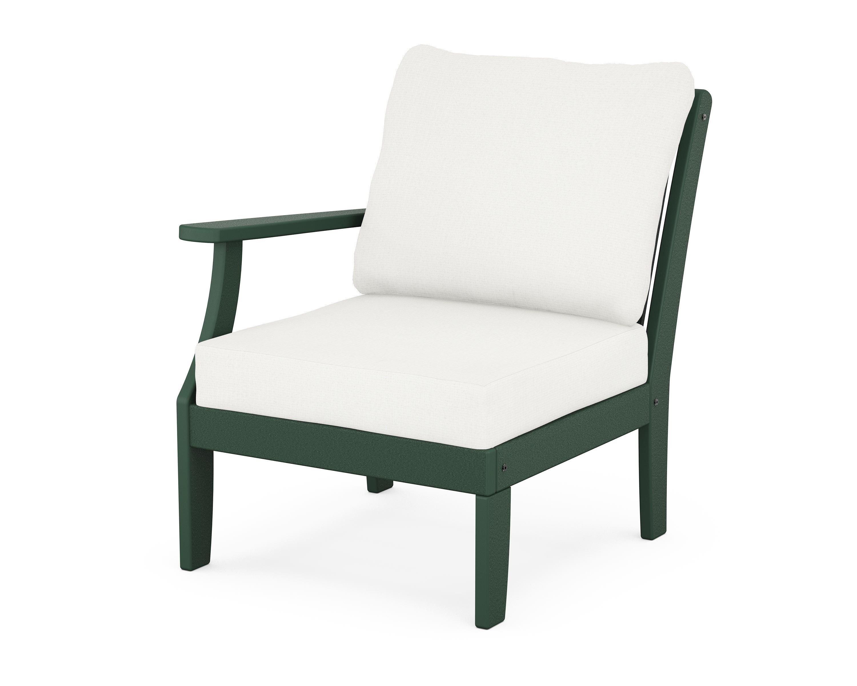 POLYWOOD® Braxton Modular Left Arm Chair in Green / Natural Linen