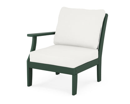 POLYWOOD® Braxton Modular Left Arm Chair in Green / Natural Linen