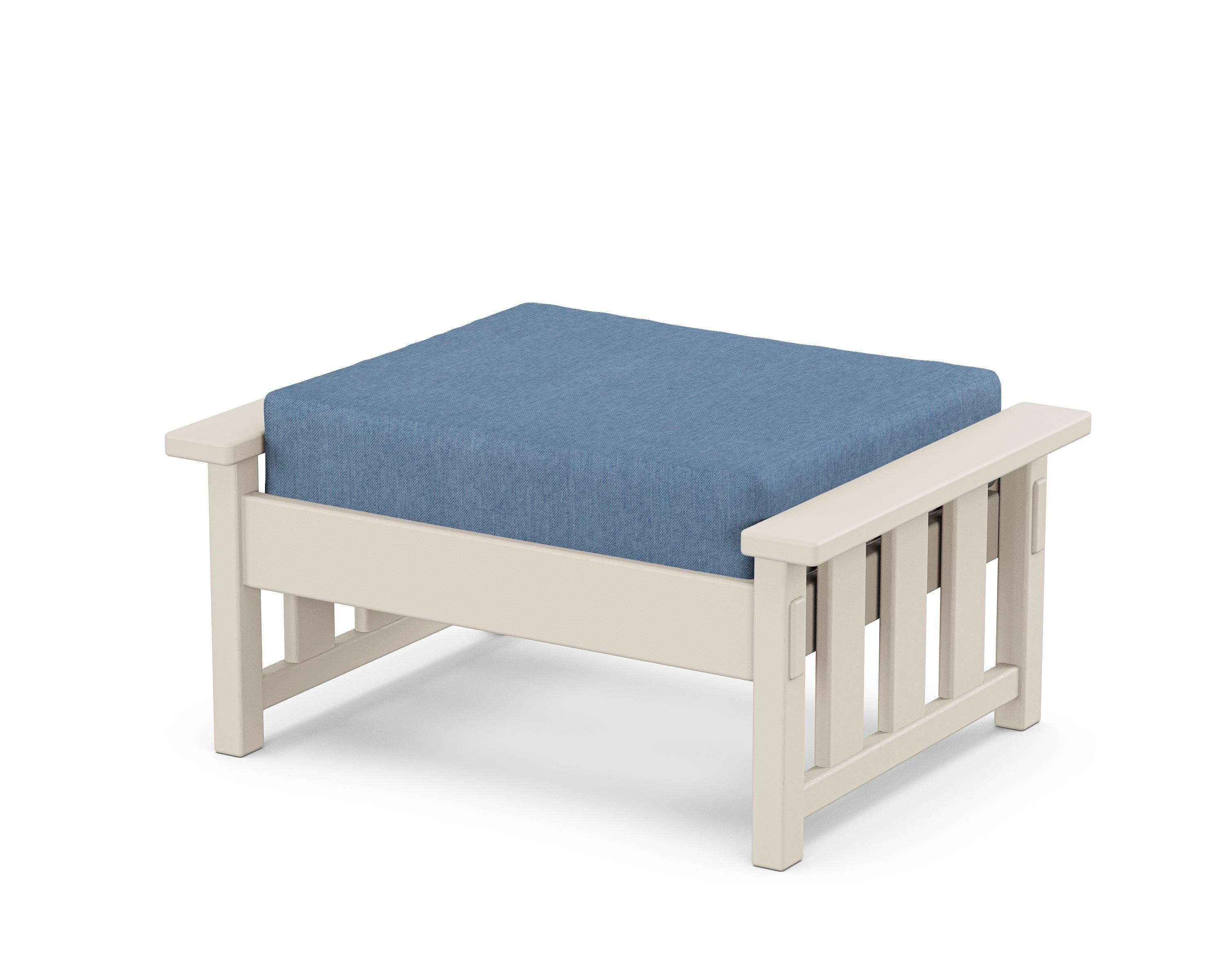 Martha Stewart by POLYWOOD® Acadia Deep Seating Ottoman in Sand / Sky Blue
