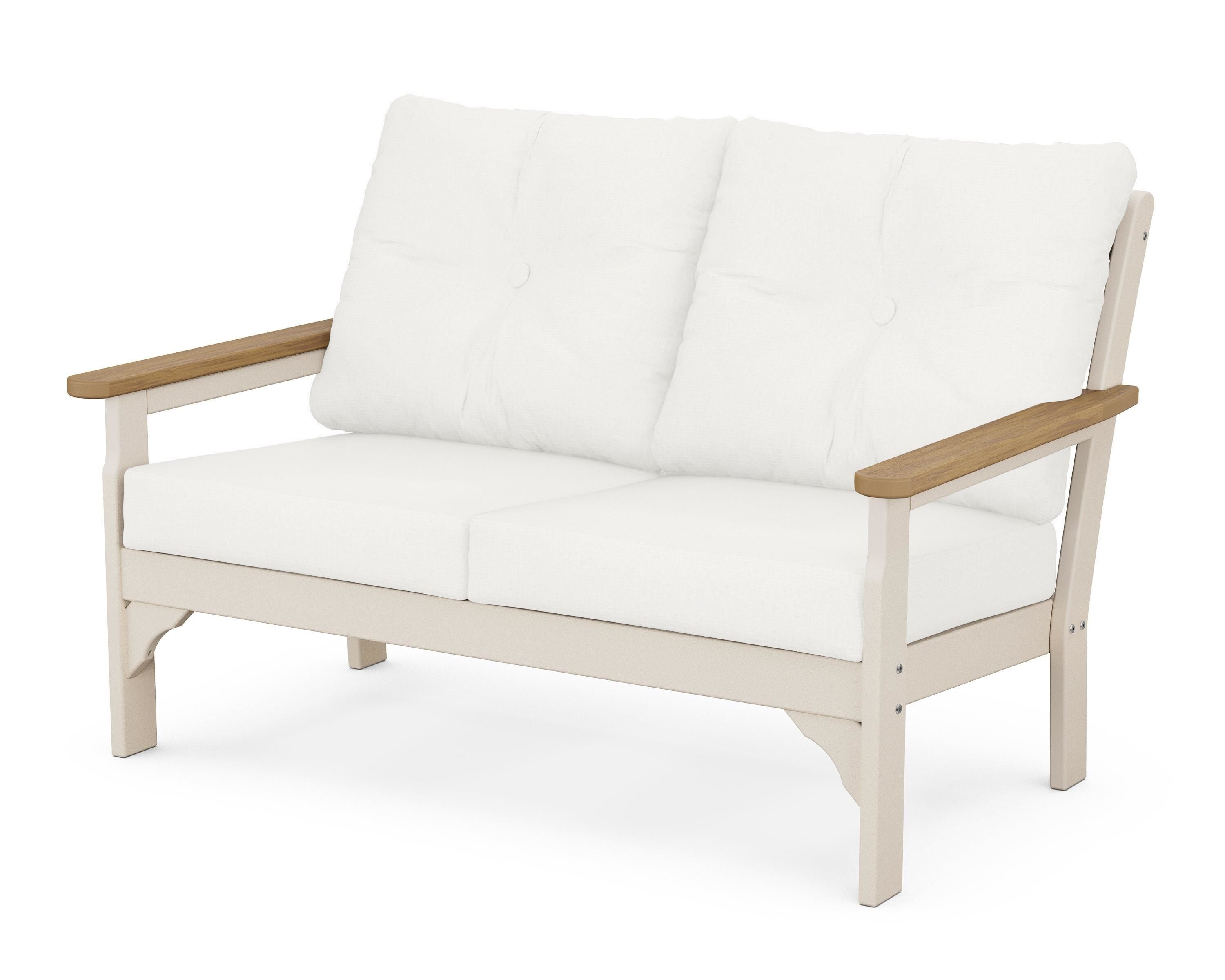 POLYWOOD® Vineyard Deep Seating Loveseat in Sand / Natural / Natural Linen