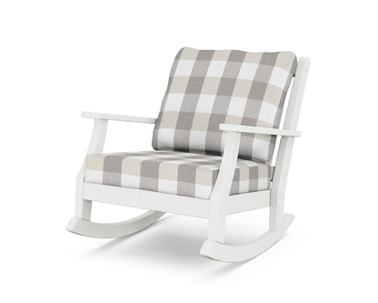 Country Living Wovendale Deep Seating Rocking Chair in White / Buffalo Plaid Grey Mist