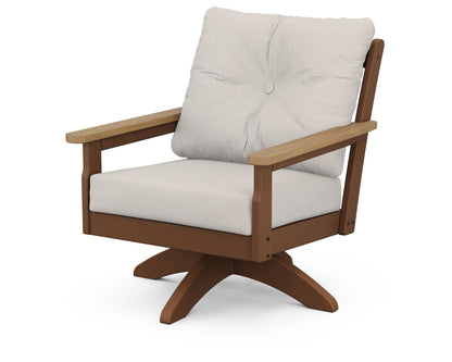 POLYWOOD® Vineyard Deep Seating Swivel Chair in Teak / Natural / Cast Ash