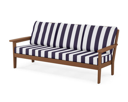 Country Living Cottage Deep Seating Sofa in Teak / Cabana Stripe Navy