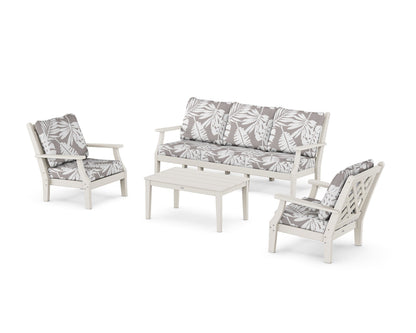 Country Living Wovendale 4-Piece Deep Seating Set with Sofa in Sand / Leaf Grey Mist