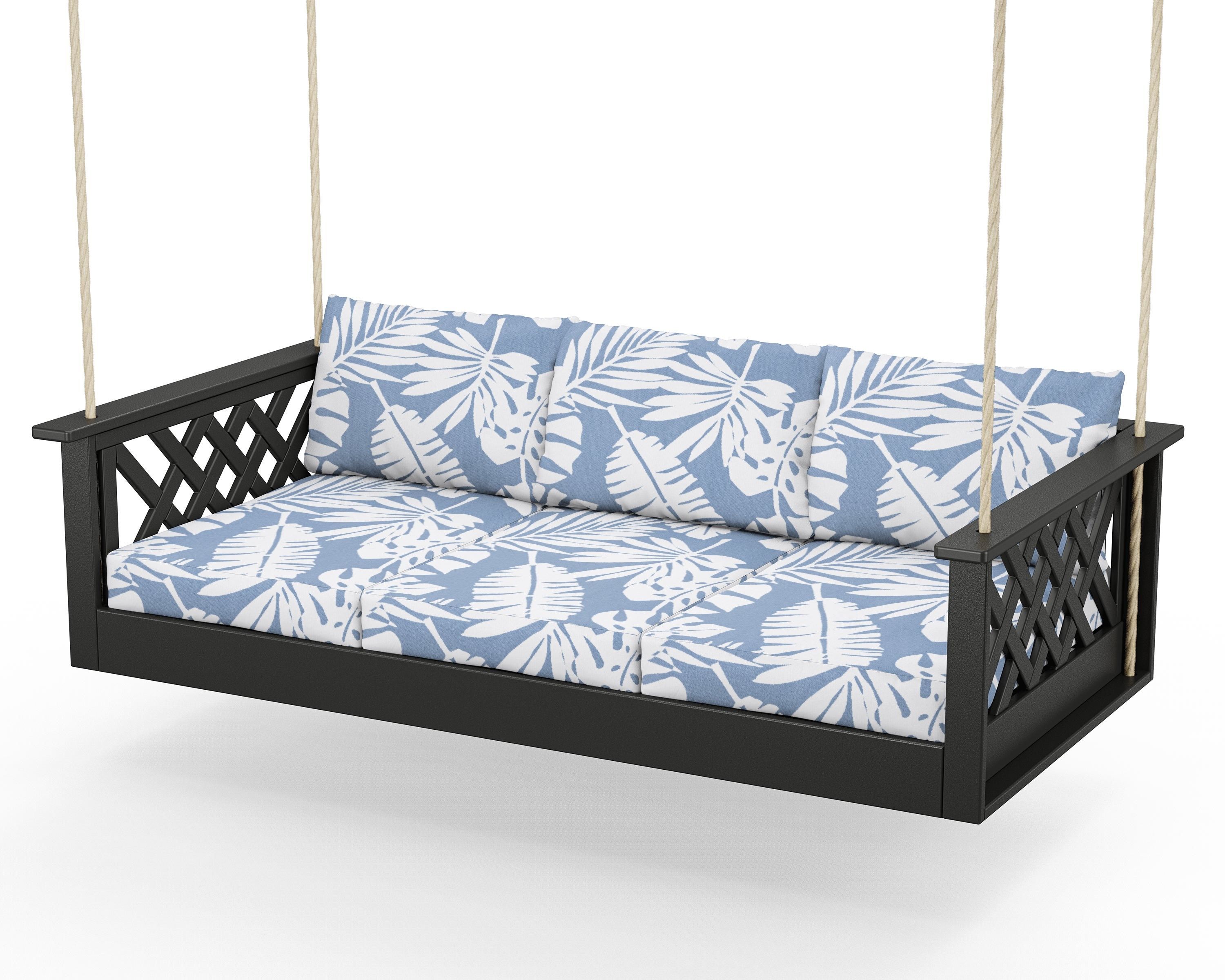 Country Living Wovendale Daybed Swing in Black / Leaf Sky Blue