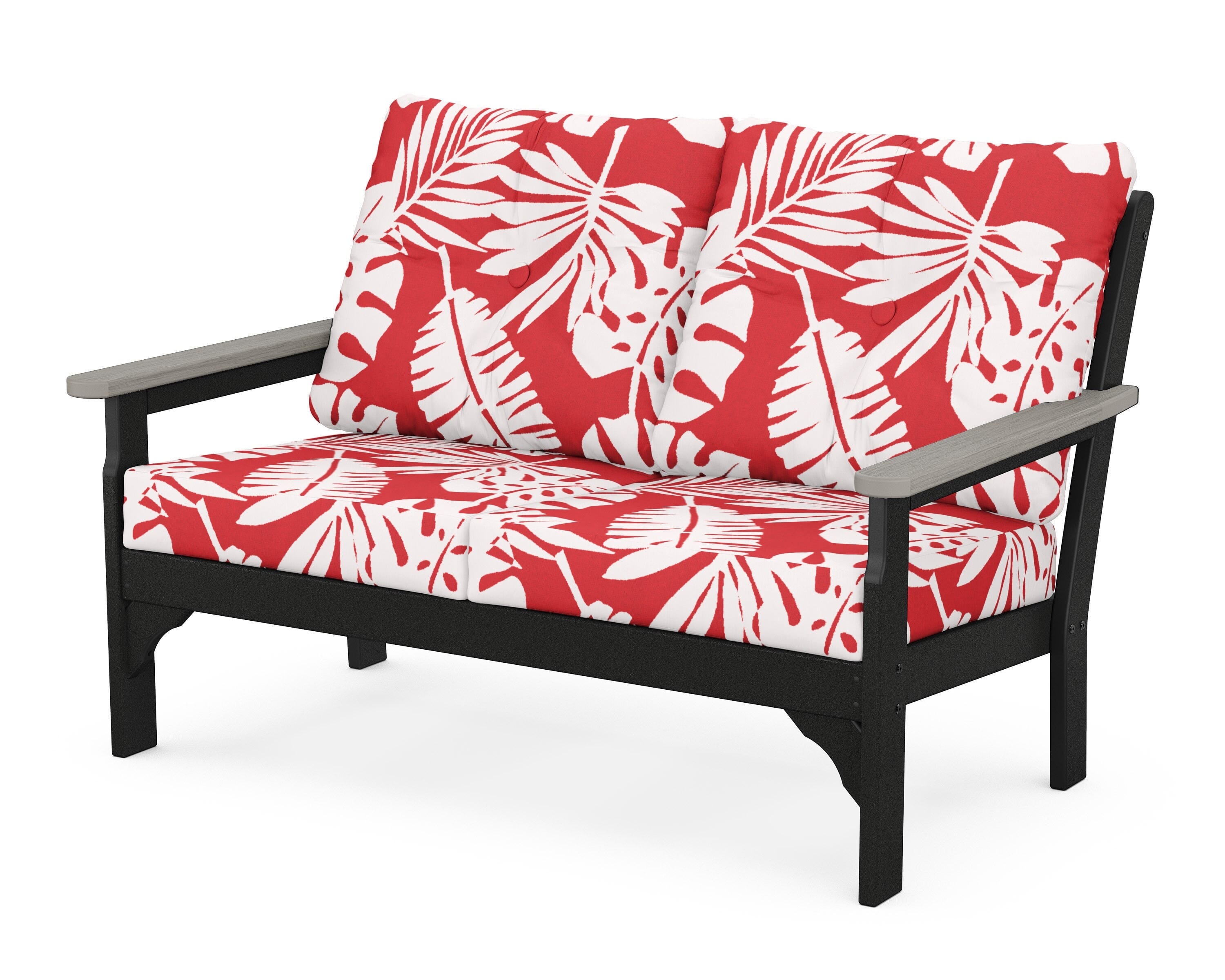 POLYWOOD® Vineyard Deep Seating Loveseat in Black / Driftwood / Leaf Crimson