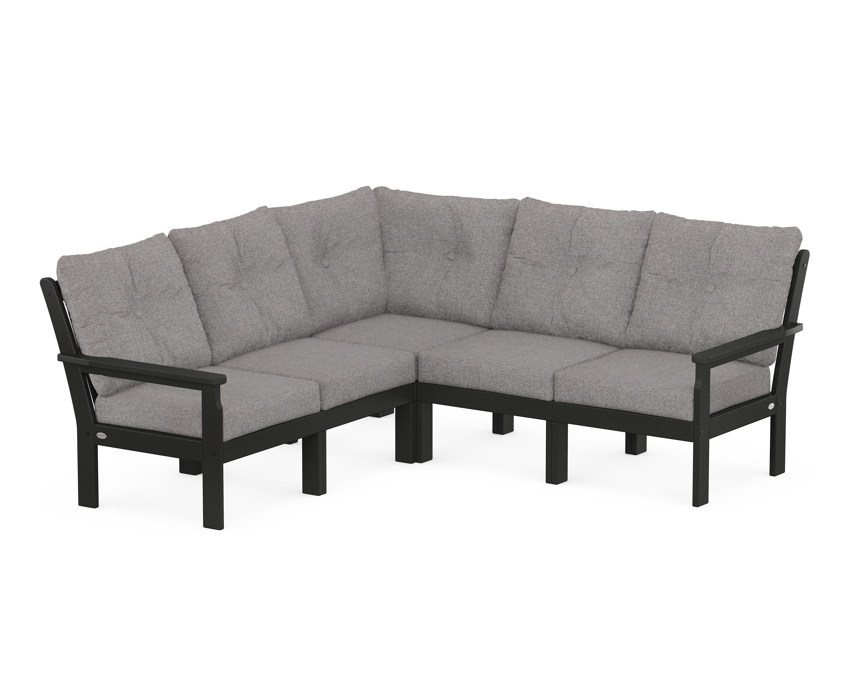 POLYWOOD® Vineyard 5-Piece Sectional in Black / Grey Mist