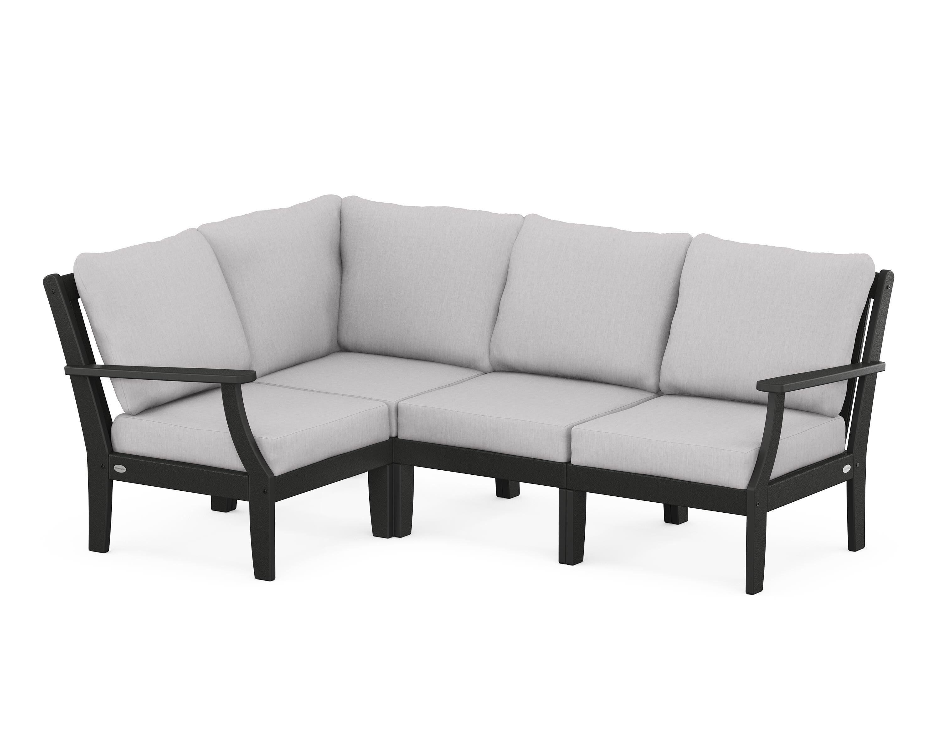POLYWOOD® Braxton Modular 4-Piece Deep Seating Set in Black / Granite