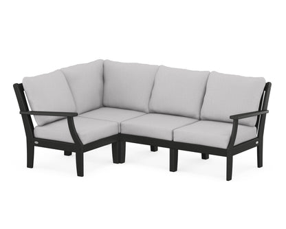 POLYWOOD® Braxton Modular 4-Piece Deep Seating Set in Black / Granite