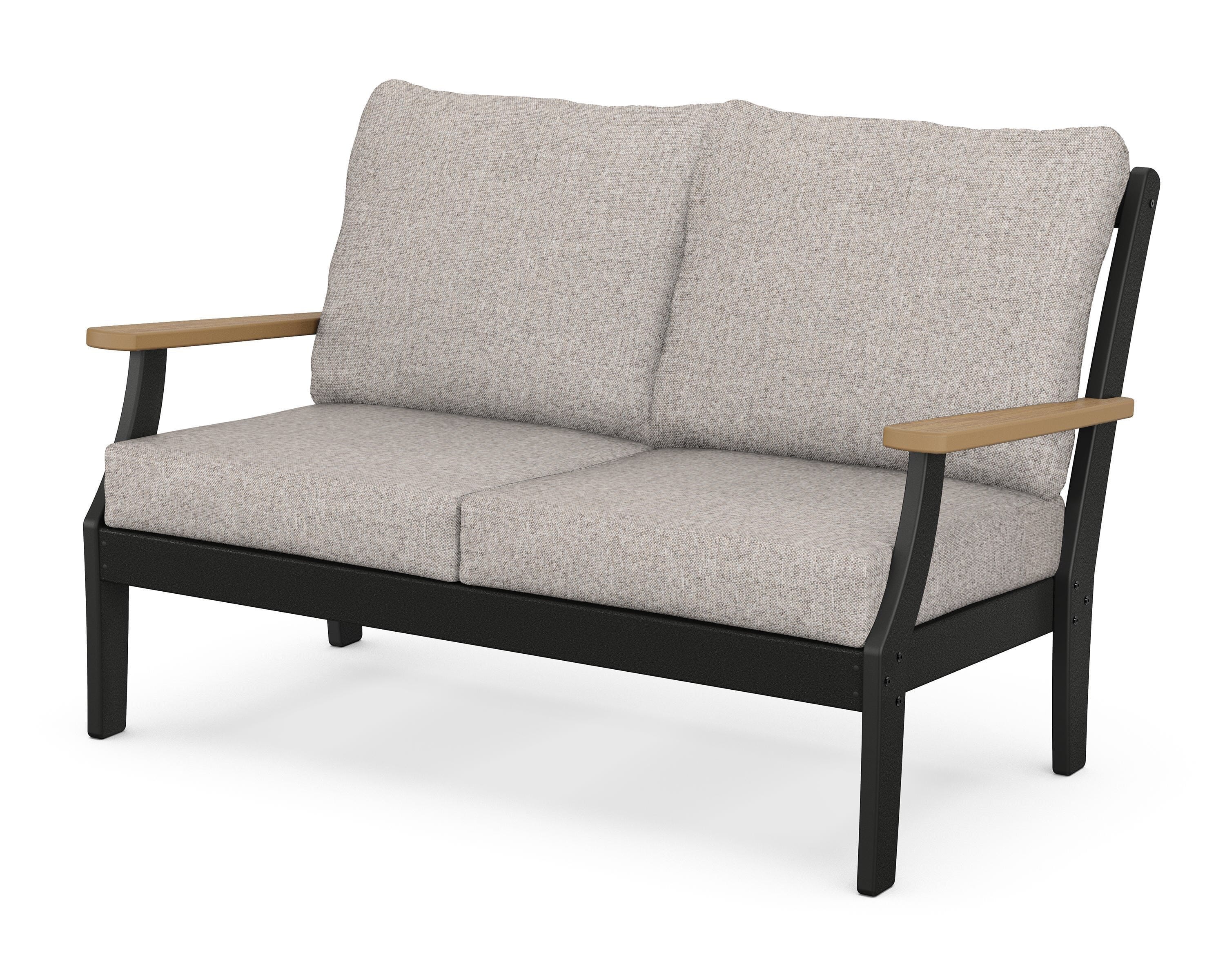POLYWOOD® Braxton Deep Seating Loveseat in Black / Natural / Weathered Tweed