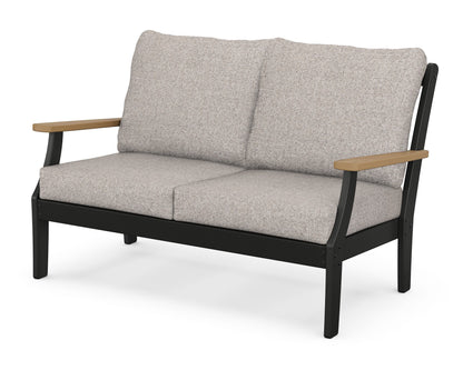 POLYWOOD® Braxton Deep Seating Loveseat in Black / Natural / Weathered Tweed