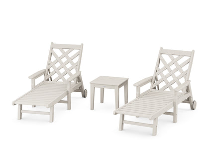 Country Living Wovendale 3-Piece Chaise Set with Arms and Wheels in Sand