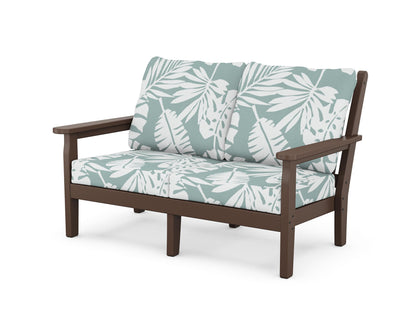 POLYWOOD® Chippendale Deep Seating Loveseat in Mahogany / Leaf Glacier Spa