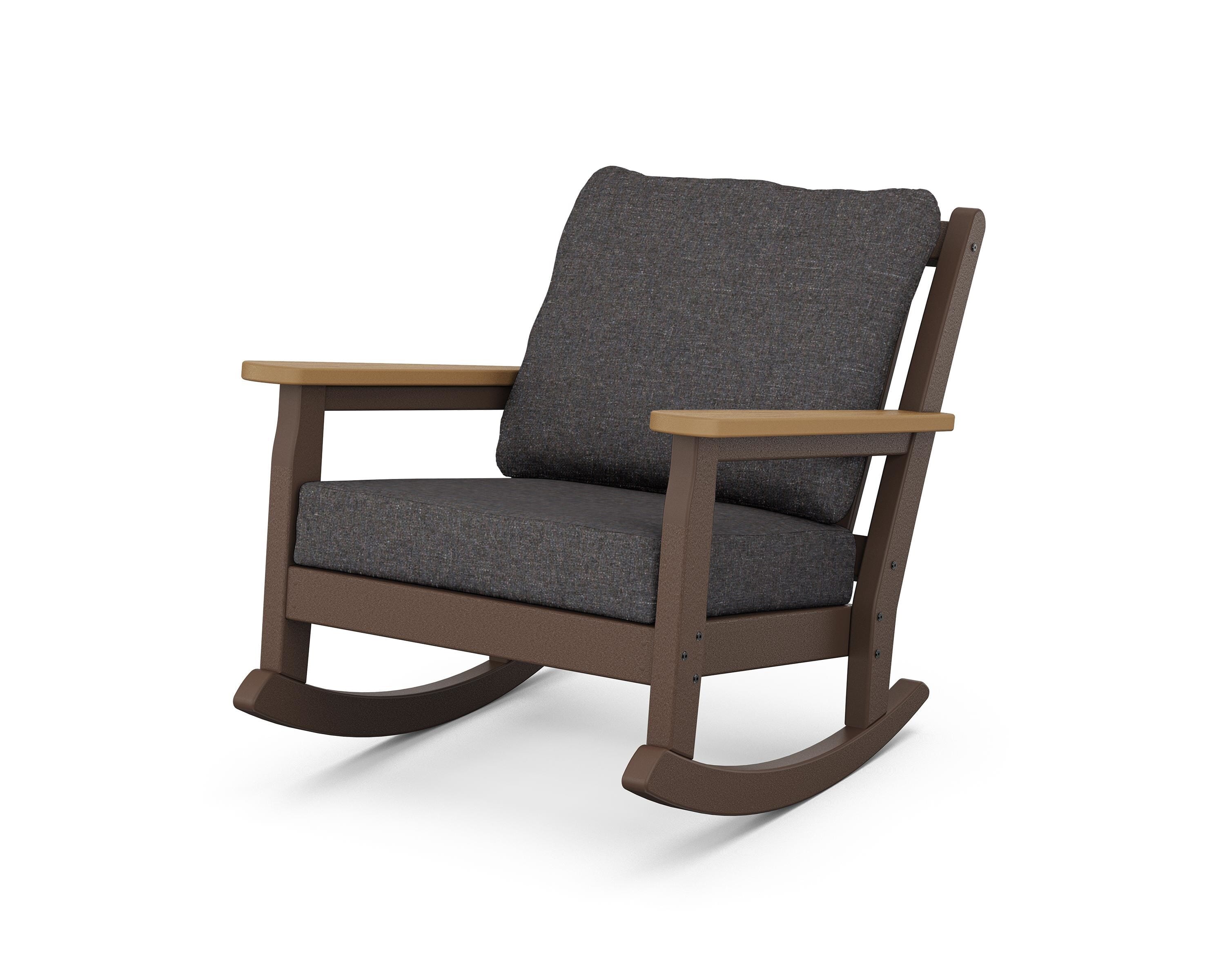 POLYWOOD® Chippendale Deep Seating Rocking Chair in Mahogany / Natural / Ash Charcoal