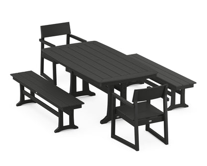 POLYWOOD® EDGE 5-Piece Dining Set with Trestle Legs in Black