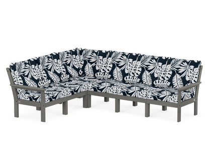 POLYWOOD® Vineyard 6-Piece Sectional in Slate Grey / Leaf Marine Indigo