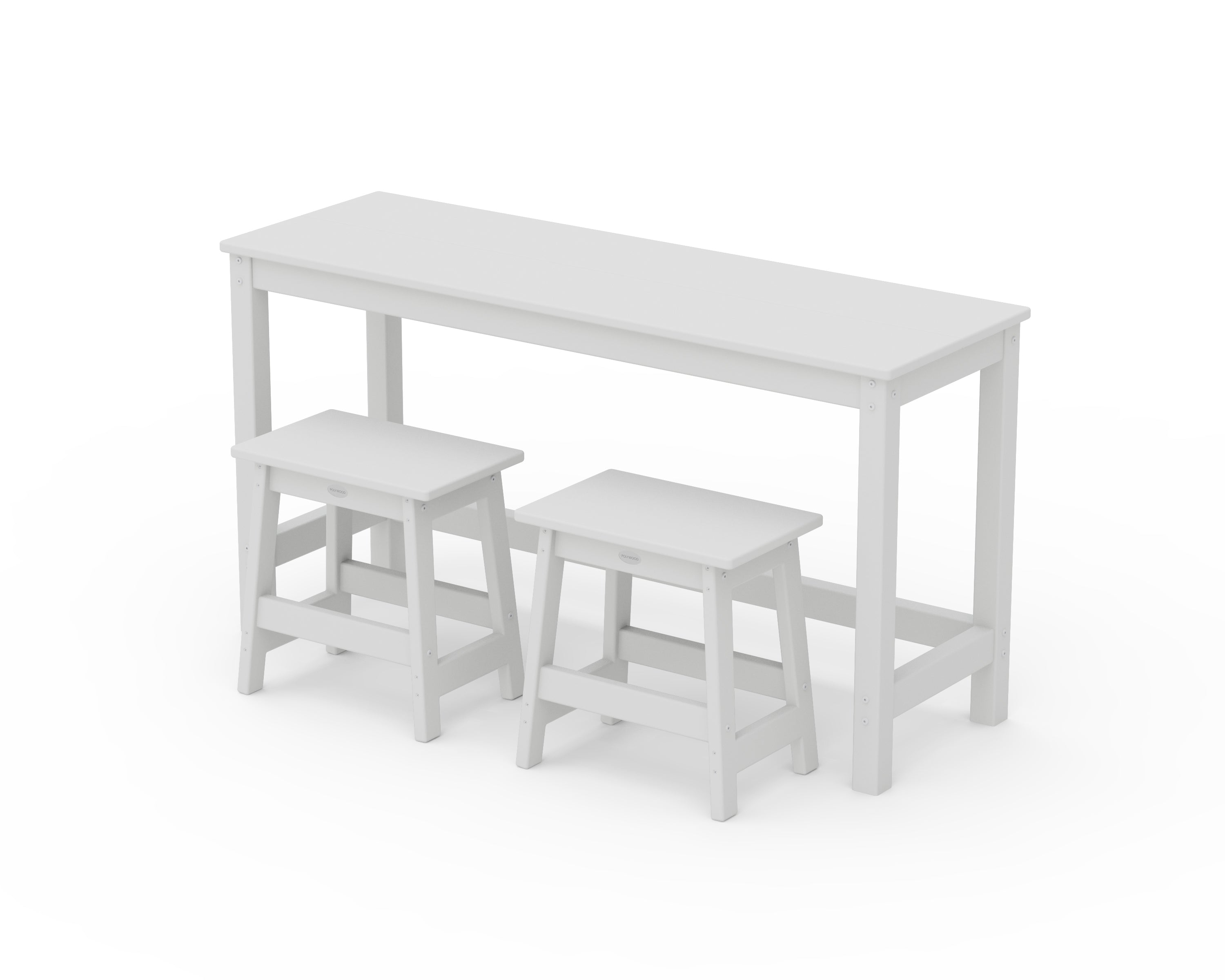POLYWOOD® Modern Studio Stool 3-Piece Balcony Set in White