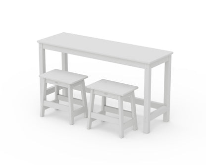 POLYWOOD® Modern Studio Stool 3-Piece Balcony Set in White