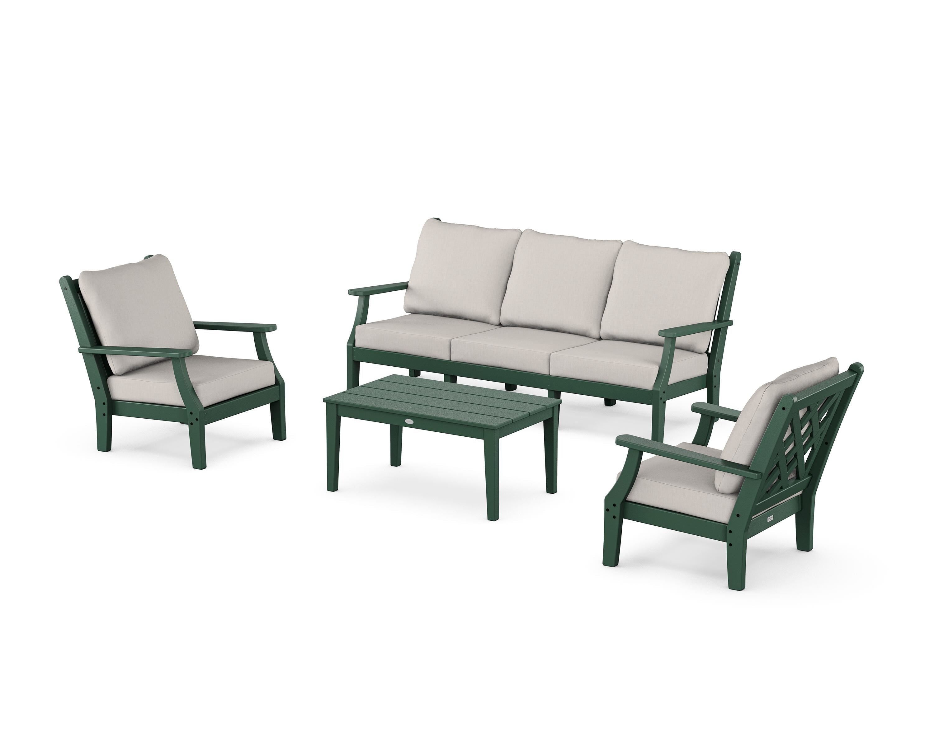 Country Living Wovendale 4-Piece Deep Seating Set with Sofa in Green / Cast Ash