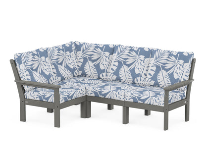 POLYWOOD® Vineyard 4-Piece Sectional in Slate Grey / Leaf Sky Blue