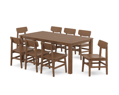 POLYWOOD® Modern Studio Urban Chair 9-Piece Parsons Dining Set in Teak