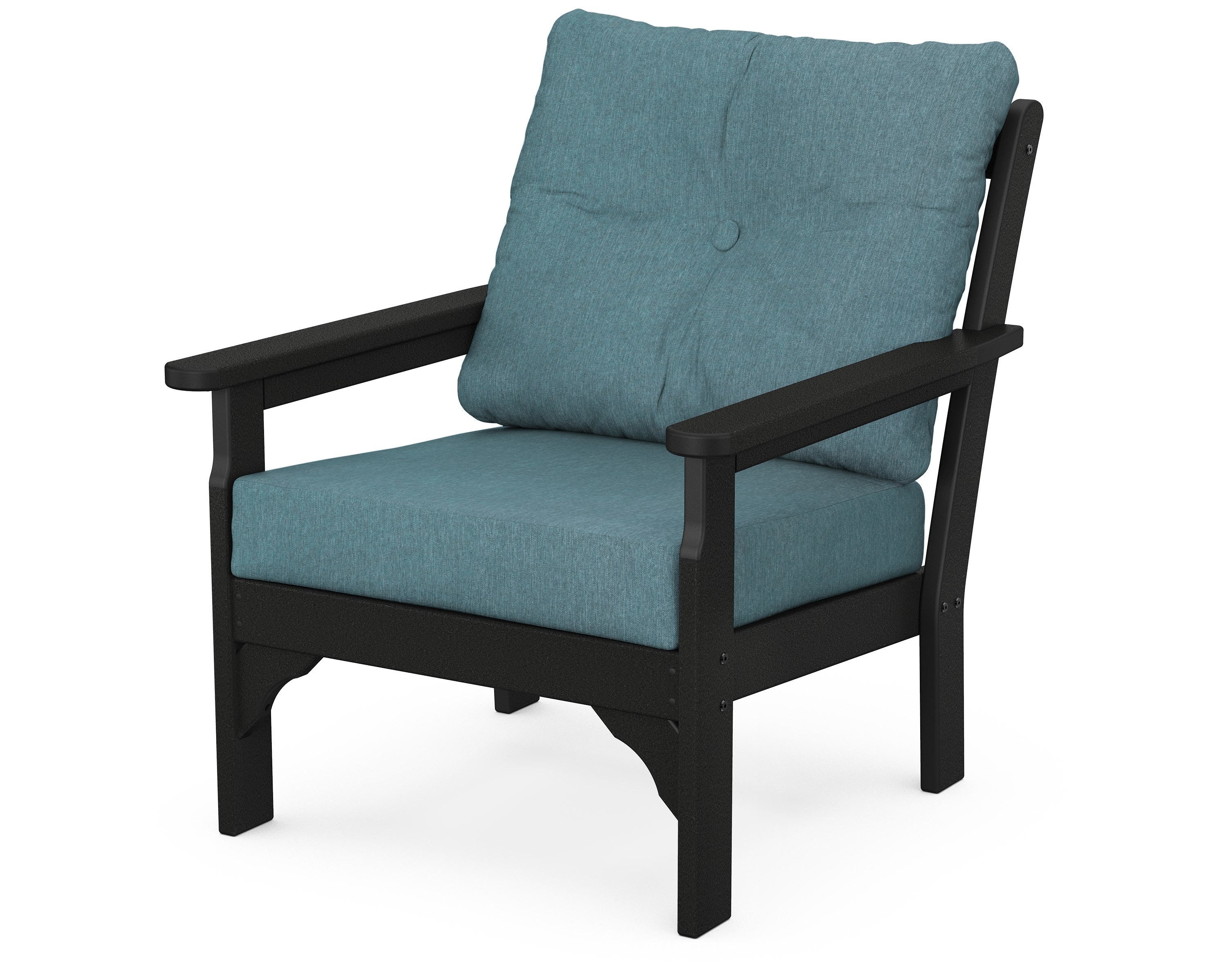 POLYWOOD® Vineyard Deep Seating Chair in Black / Ocean Teal