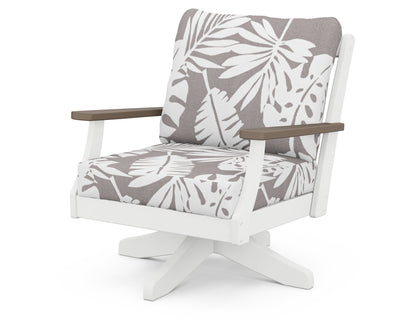 Braxton Deep Seating Swivel Chair - White