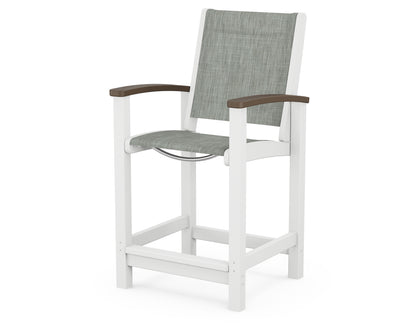 POLYWOOD® Coastal Counter Chair in White / Kona / Birch Sling