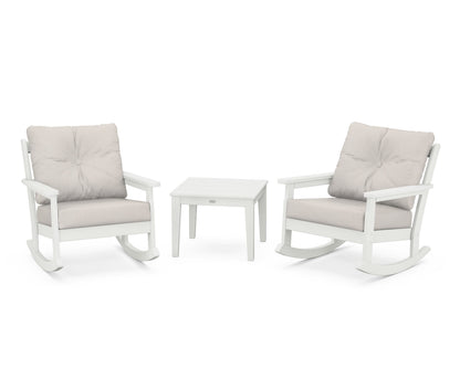 POLYWOOD® Vineyard 3-Piece Deep Seating Rocker Set in Vintage White / Cast Ash