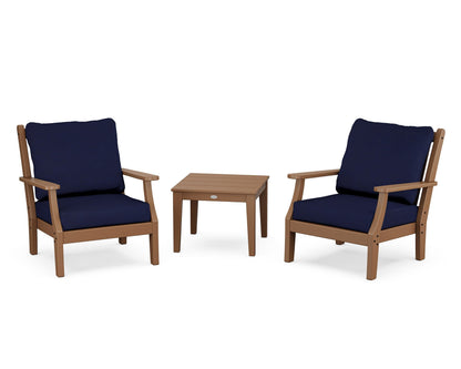Country Living Wovendale 3-Piece Deep Seating Set in Teak / Navy