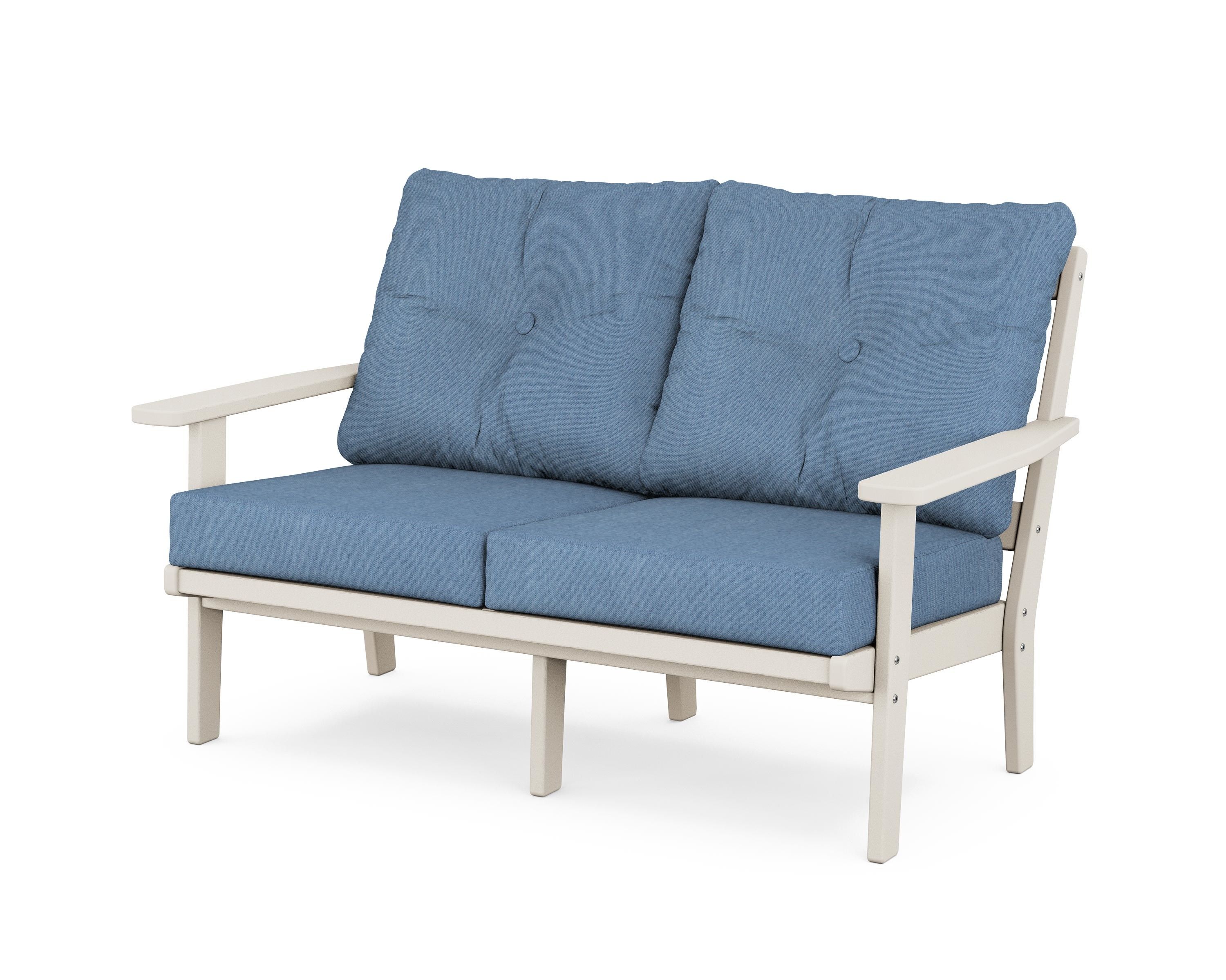 POLYWOOD® Oxford Deep Seating Loveseat in Sand / Sky Blue
