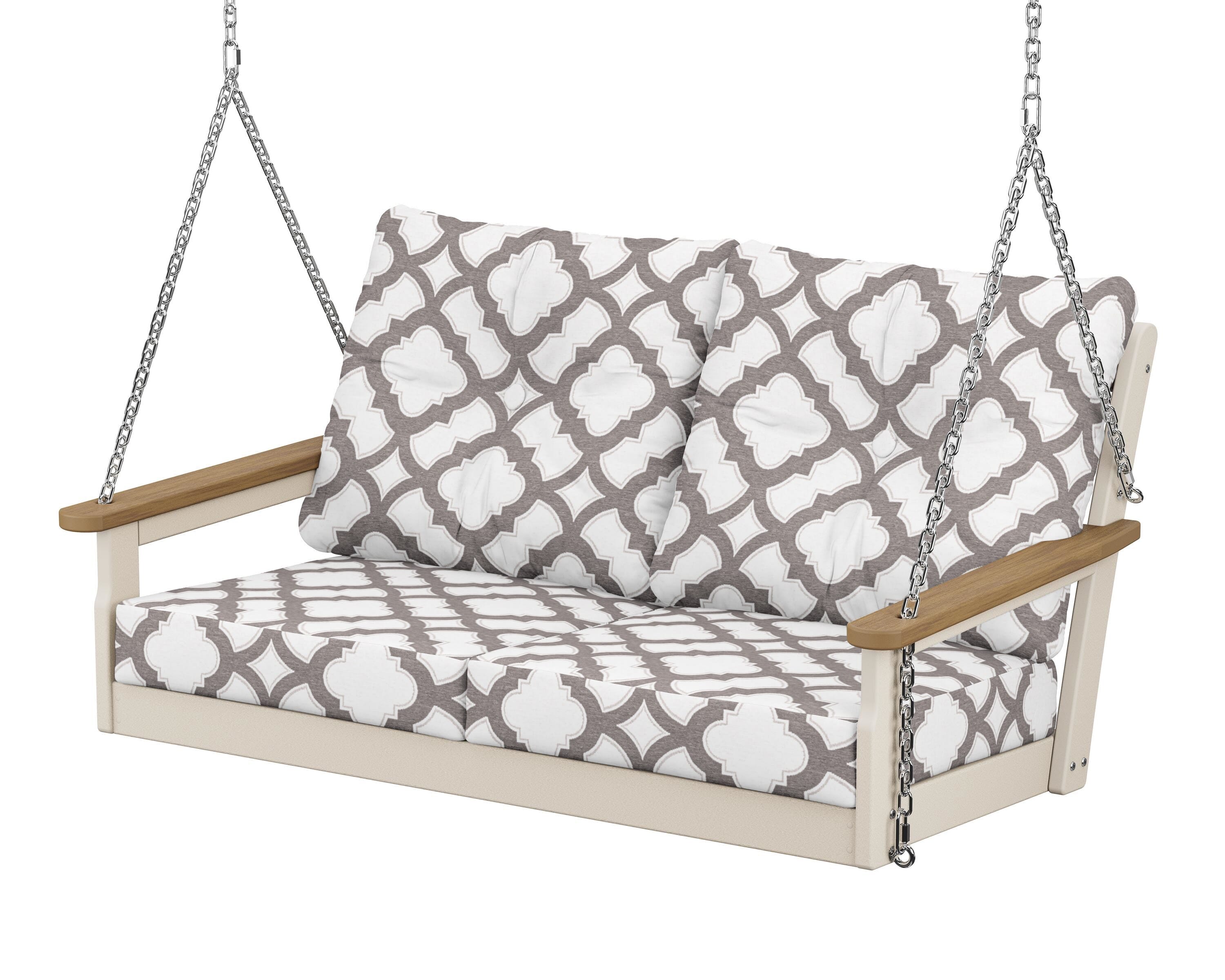 POLYWOOD® Vineyard Deep Seating Swing in Sand / Natural / Trellis Grey Mist