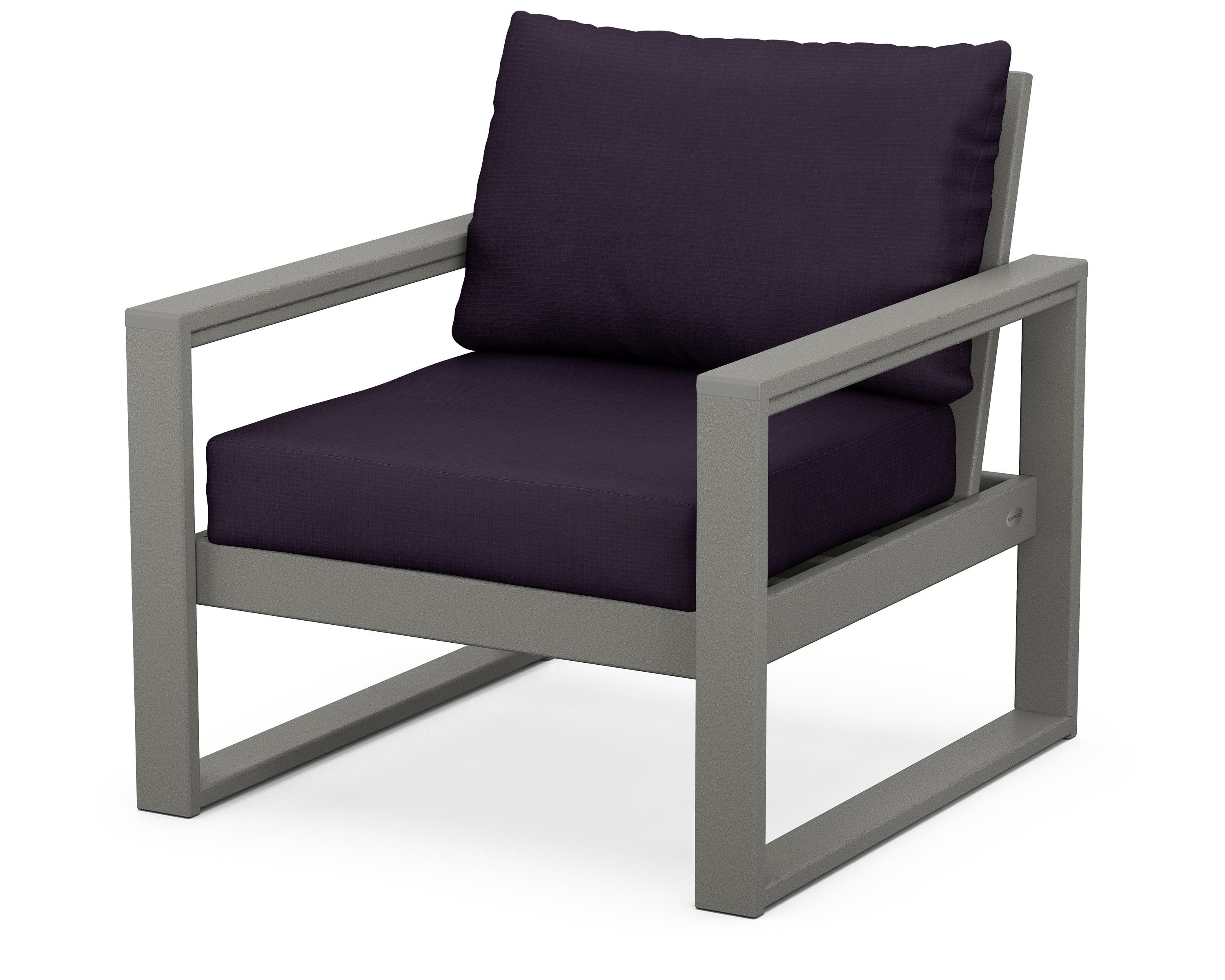 POLYWOOD® EDGE Club Chair in Slate Grey / Navy Linen