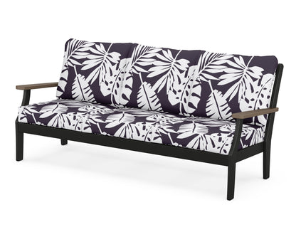 POLYWOOD® Braxton Deep Seating Sofa in Black / Kona / Leaf Navy