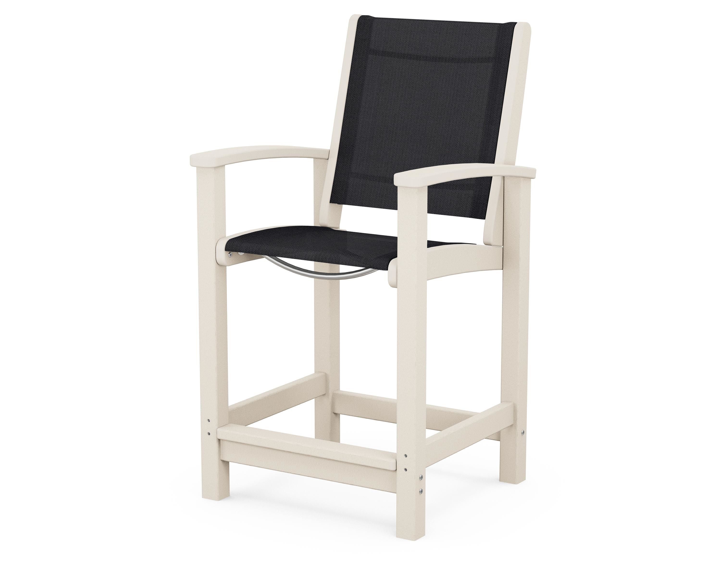 POLYWOOD® Coastal Counter Chair in Sand / Black Sling