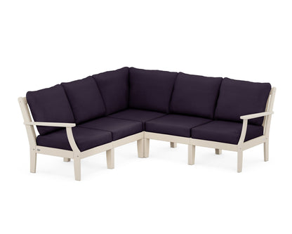 POLYWOOD® Braxton Modular 5-Piece Deep Seating Set in Sand / Navy Linen