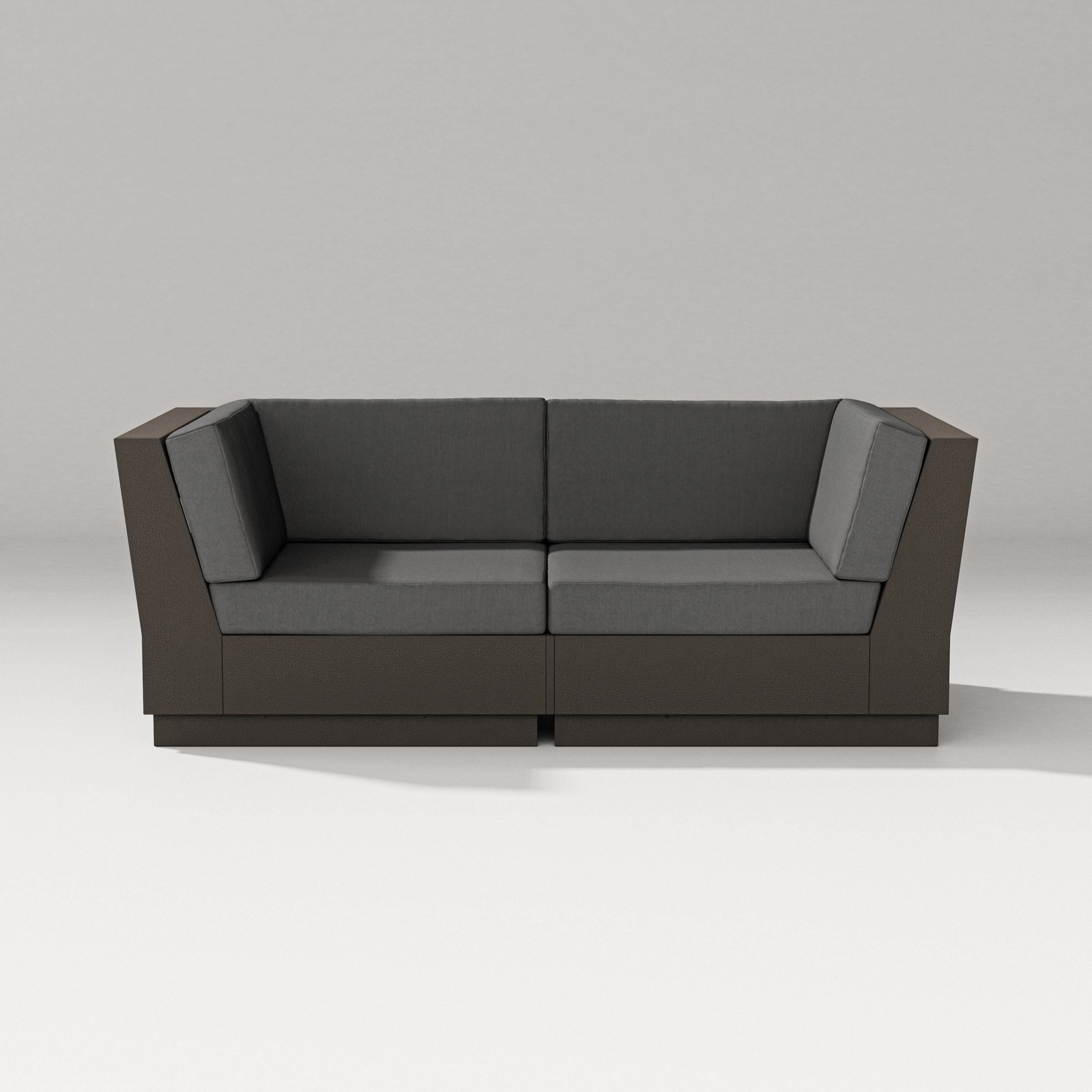 PW Designer Series Elevate Loveseat Sectional in Vintage Coffee / Spectrum Carbon