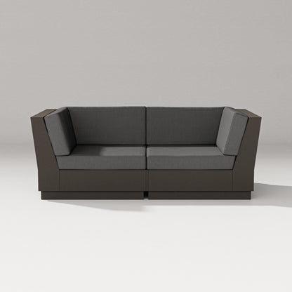 PW Designer Series Elevate Loveseat Sectional in Vintage Coffee / Spectrum Carbon