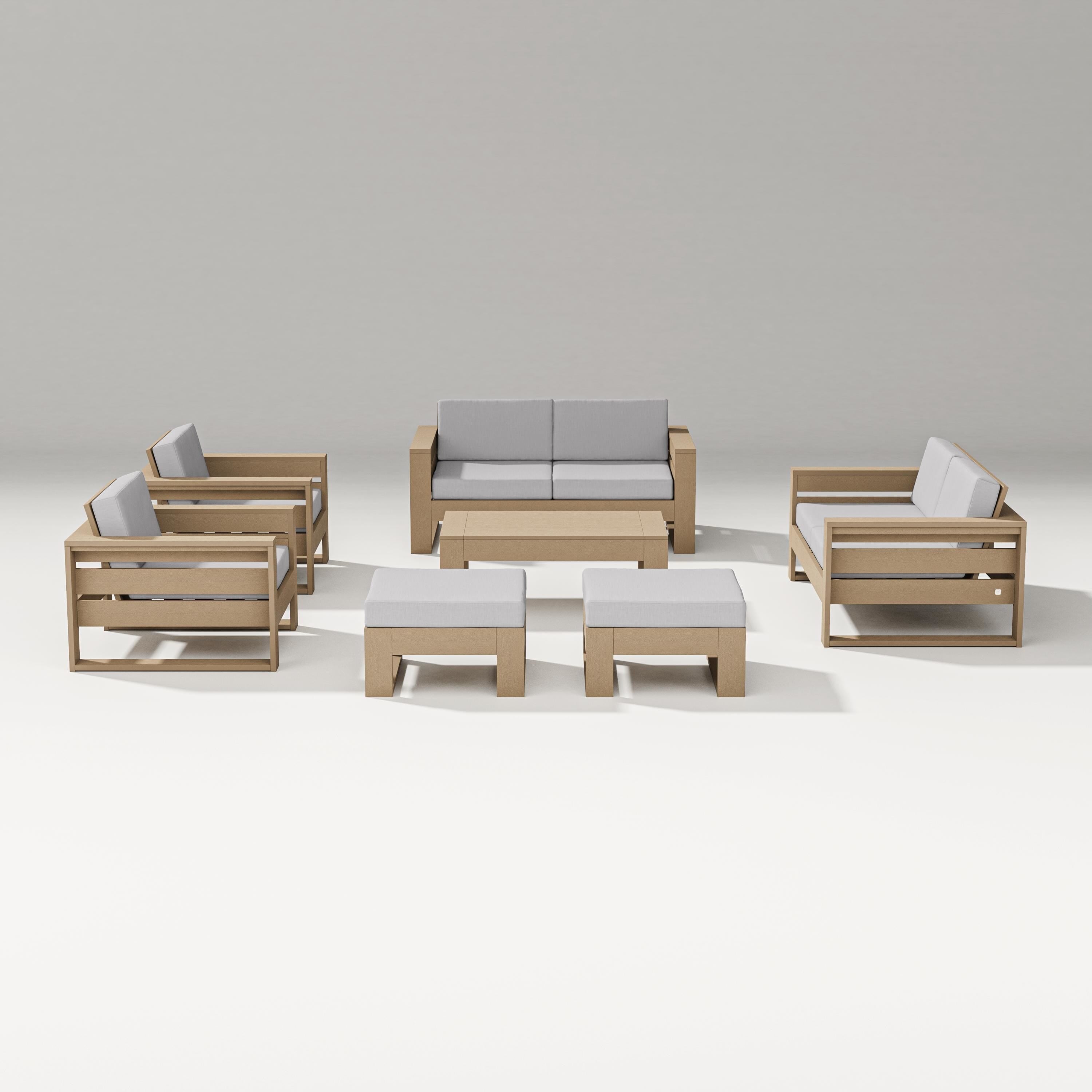 PW Designer Series Latitude 7-Piece Lounge Loveseat Set in Vintage Sahara / Granite