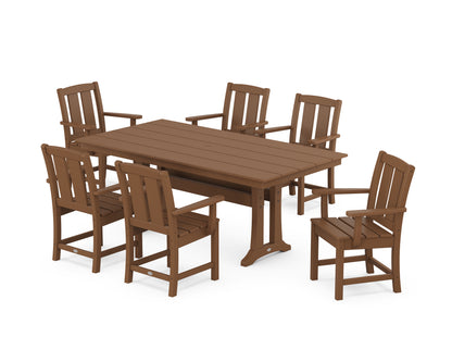 POLYWOOD® Mission Arm Chair 7-Piece Farmhouse Dining Set with Trestle Legs in Teak