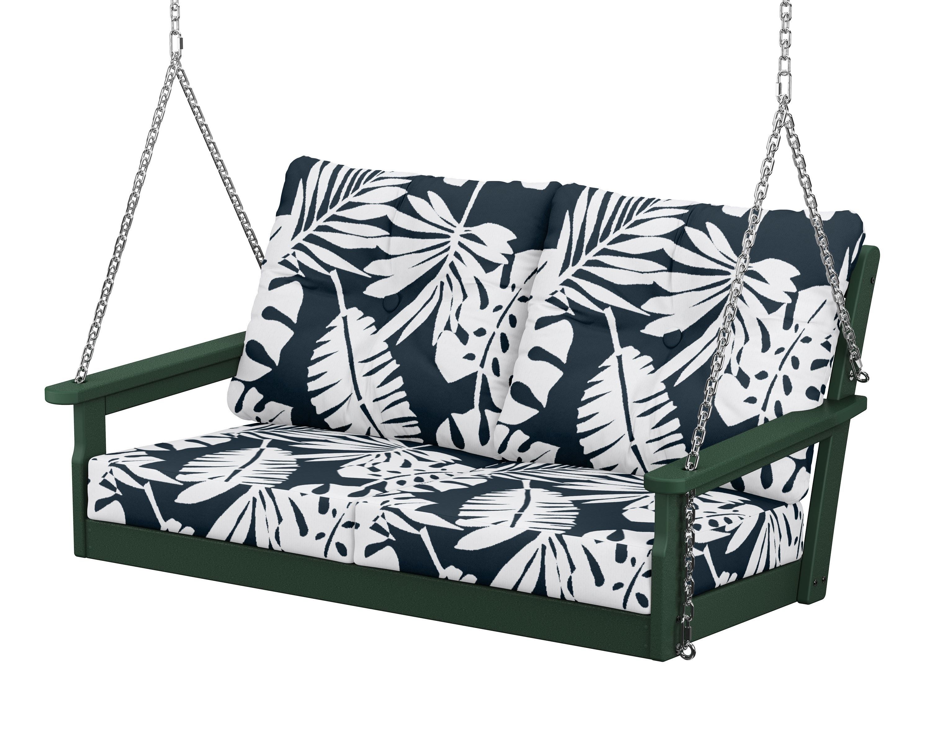 POLYWOOD® Vineyard Deep Seating Swing in Green / Leaf Marine Indigo
