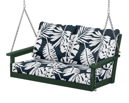 POLYWOOD® Vineyard Deep Seating Swing in Green / Leaf Marine Indigo