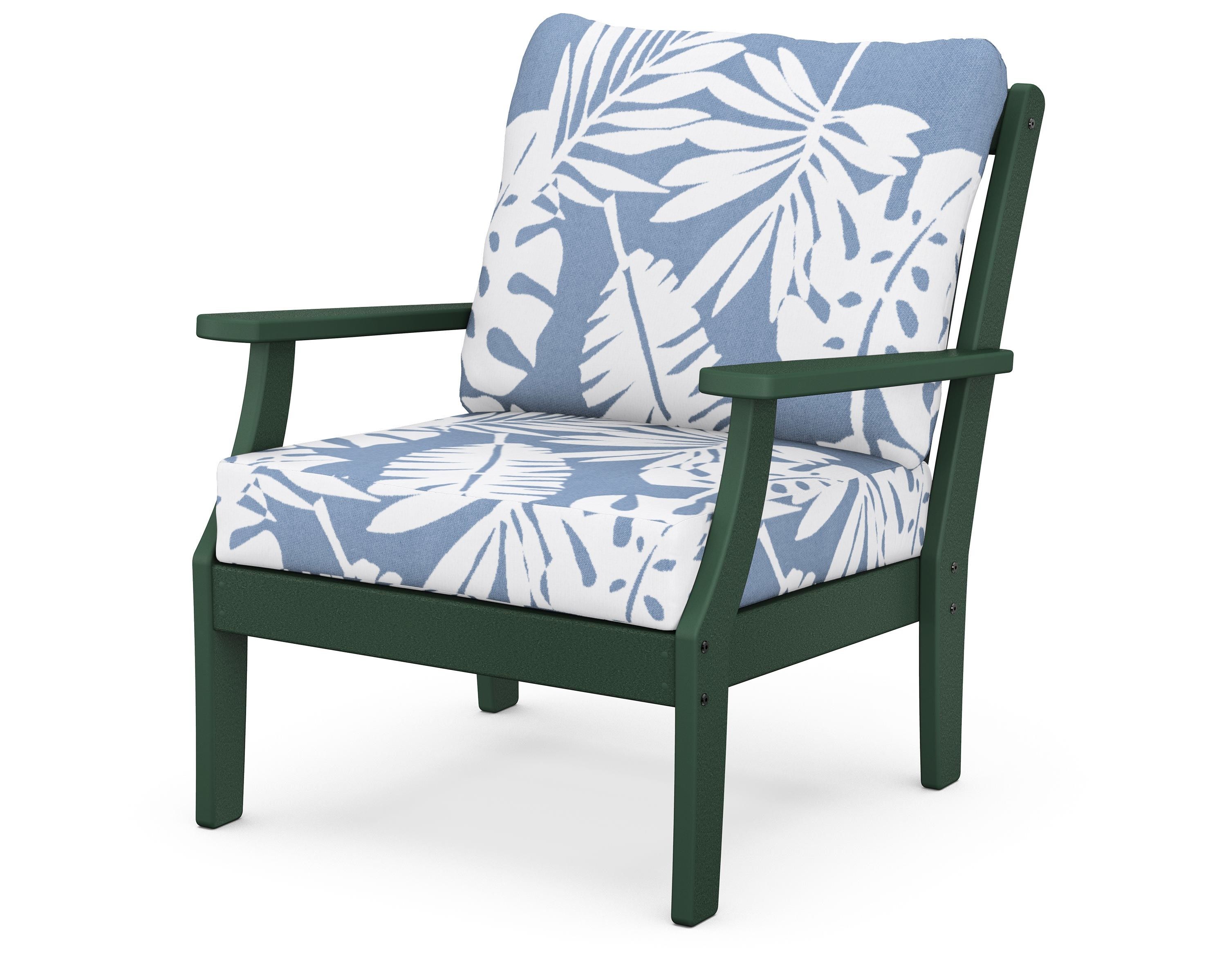 POLYWOOD® Braxton Deep Seating Chair in Green / Leaf Sky Blue